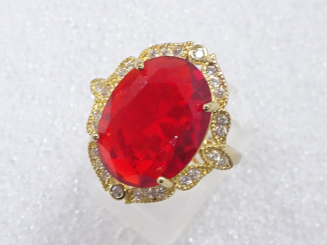 JAPANESE KIMONO / ANTIQUE COLORED STONE RING (SIZE 13)